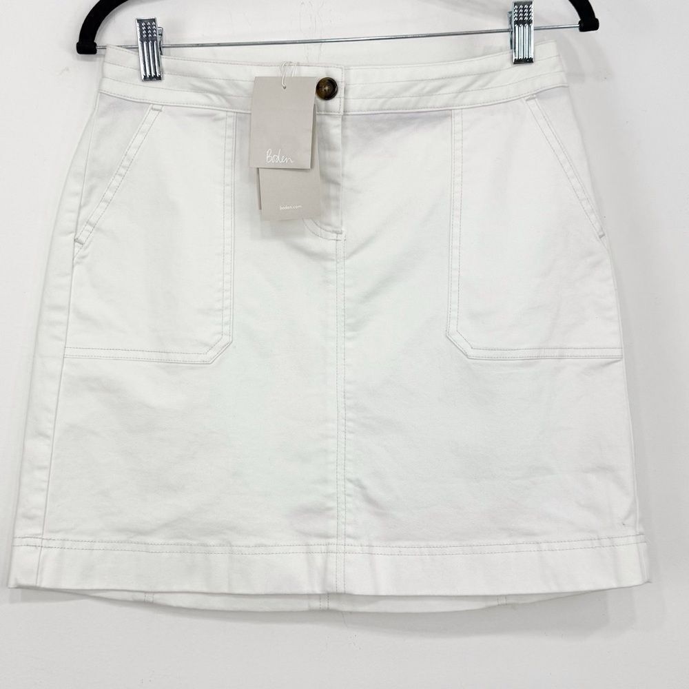 Boden White Cotton Chino Mini Skirt NEW
